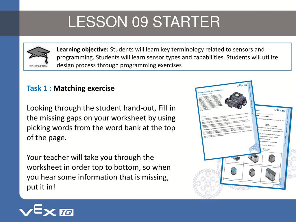 LESSON 09 STARTER Task 1 : Matching exercise