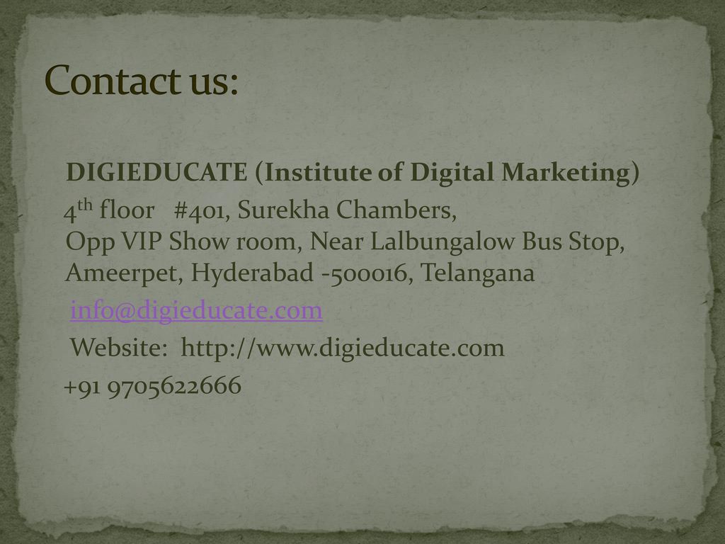Contact us: DIGIEDUCATE (Institute of Digital Marketing)