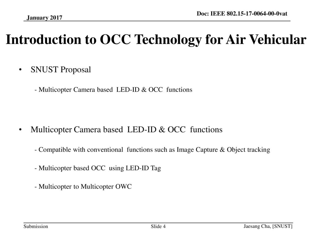 Introduction to OCC Technology for Air Vehicular