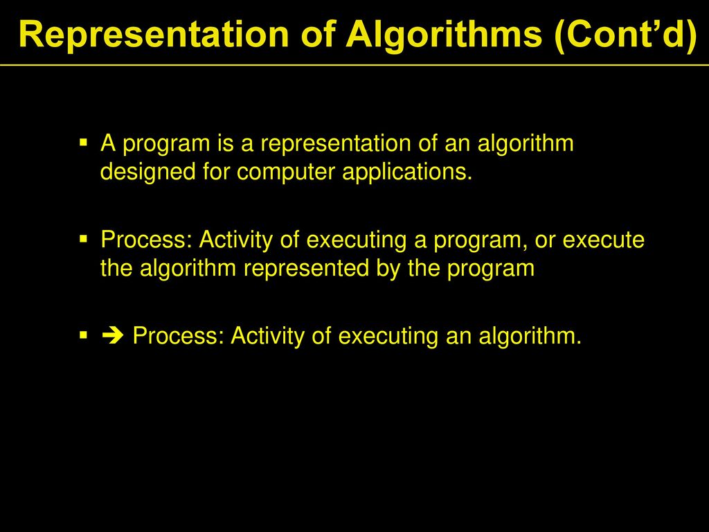 Representation of Algorithms (Cont’d)