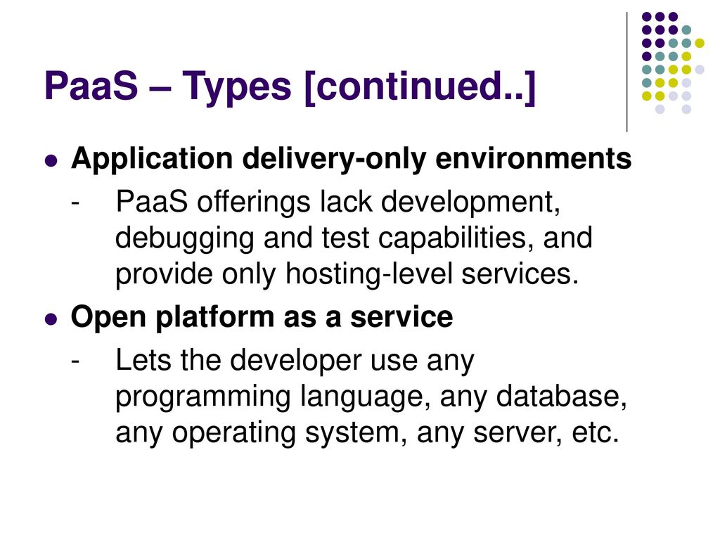 PaaS – Types [continued..]