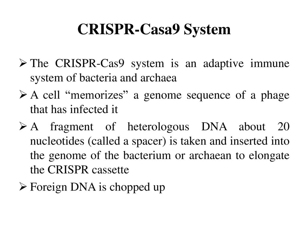 CRISPR-Casa9 System The CRISPR-Cas9 system is an adaptive immune system of bacteria and archaea.