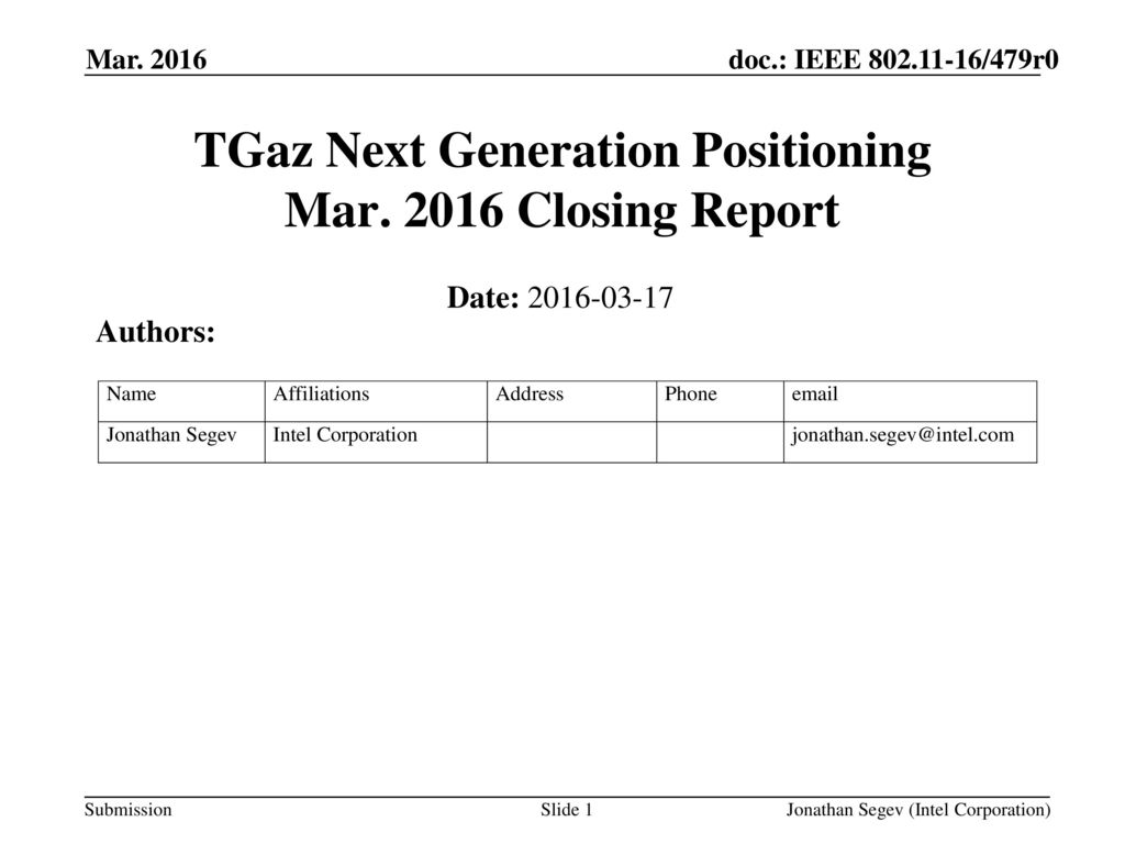 TGaz Next Generation Positioning Mar Closing Report