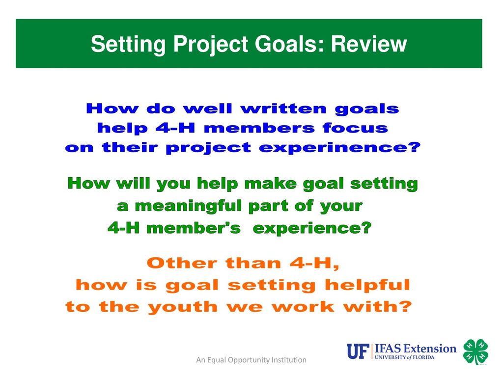 Setting Project Goals: Review