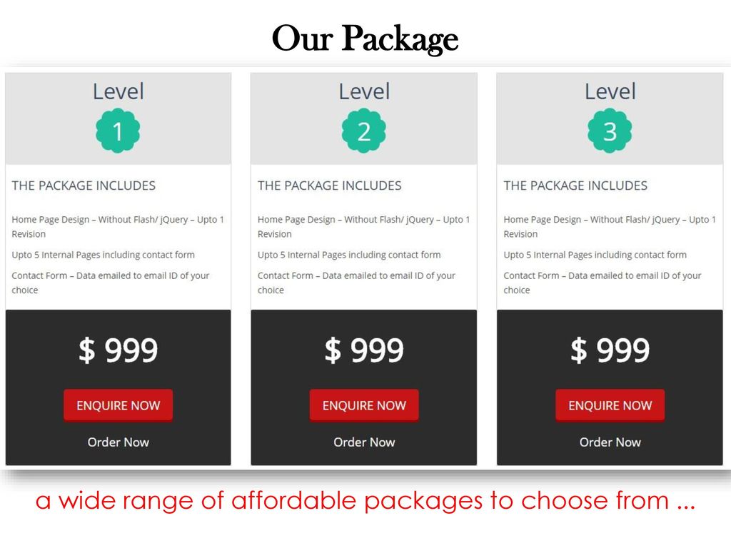 a wide range of affordable packages to choose from ...