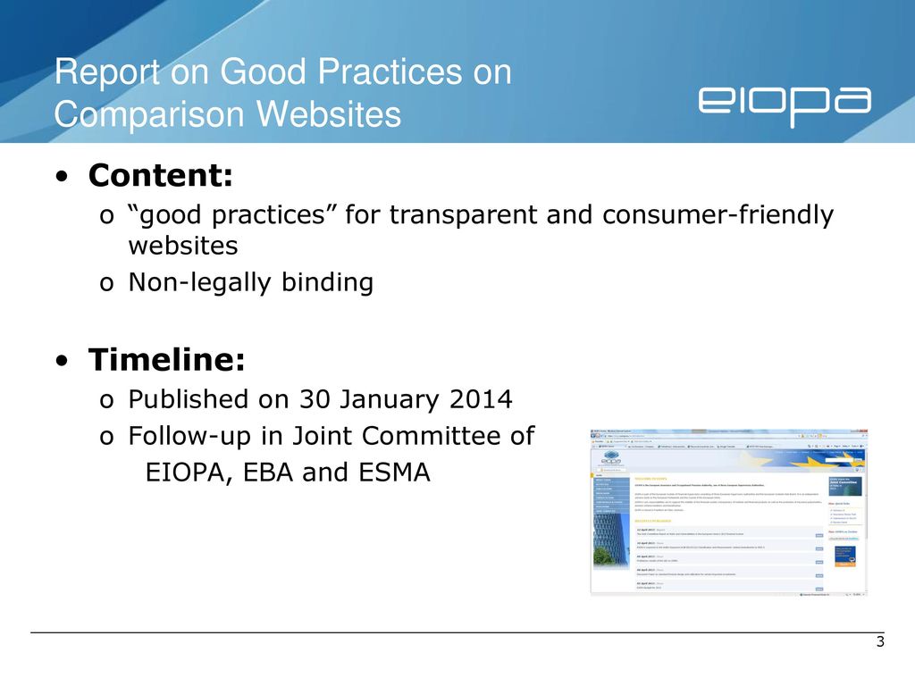 Report on Good Practices on Comparison Websites