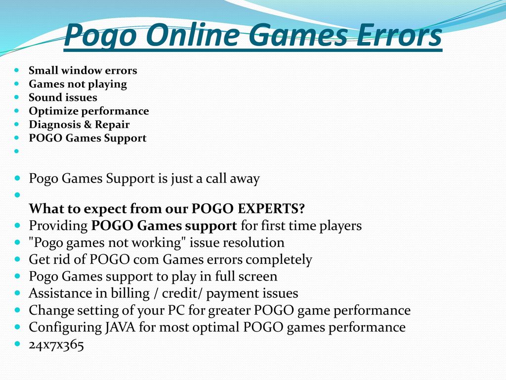 Pogo Online Games Errors