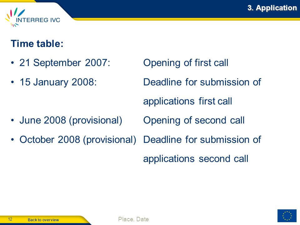 21 September 2007: Opening of first call