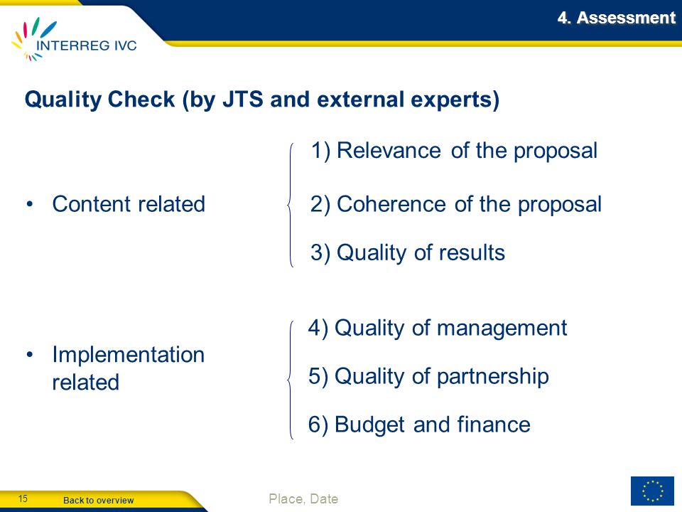 Quality Check (by JTS and external experts)