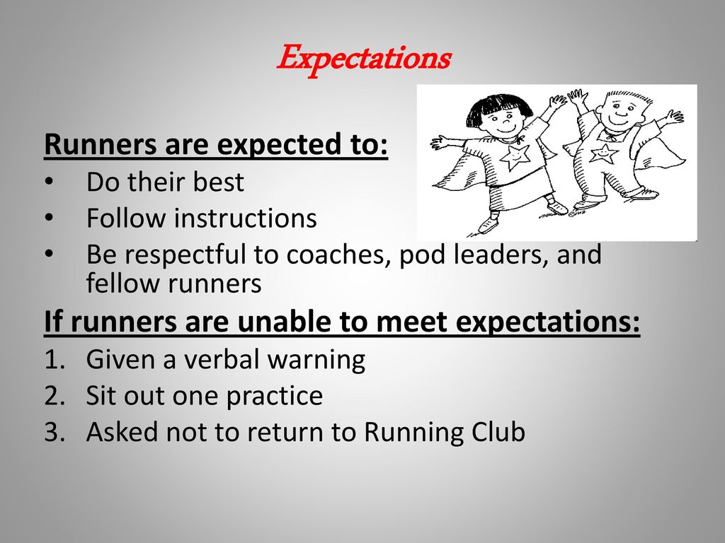 Expectations Runners are expected to:
