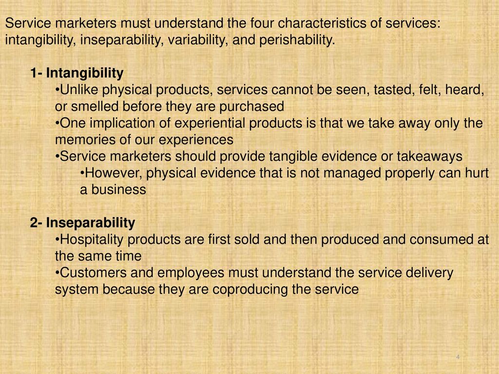 service characteristics of hospitality and tourism marketing