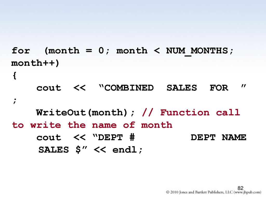 for (month = 0; month < NUM_MONTHS; month++)