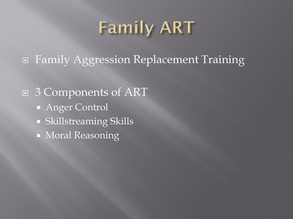 Family ART Family Aggression Replacement Training 3 Components of ART
