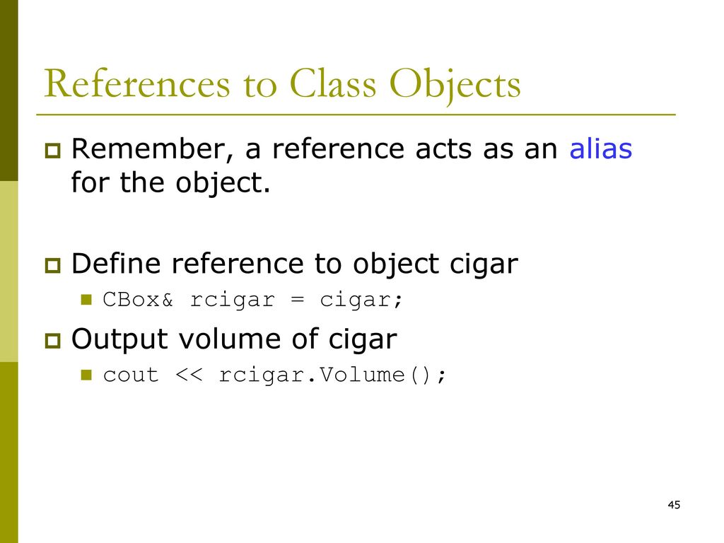 References to Class Objects