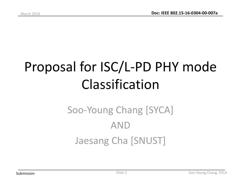 Proposal for ISC/L-PD PHY mode Classification