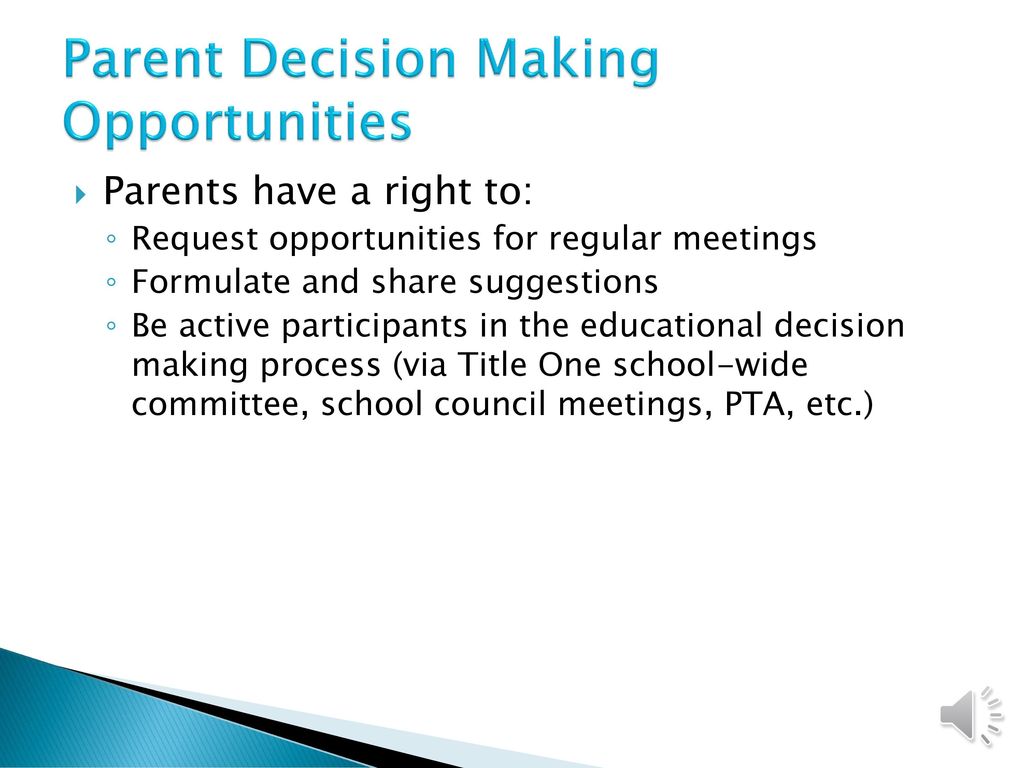 Parent Decision Making Opportunities