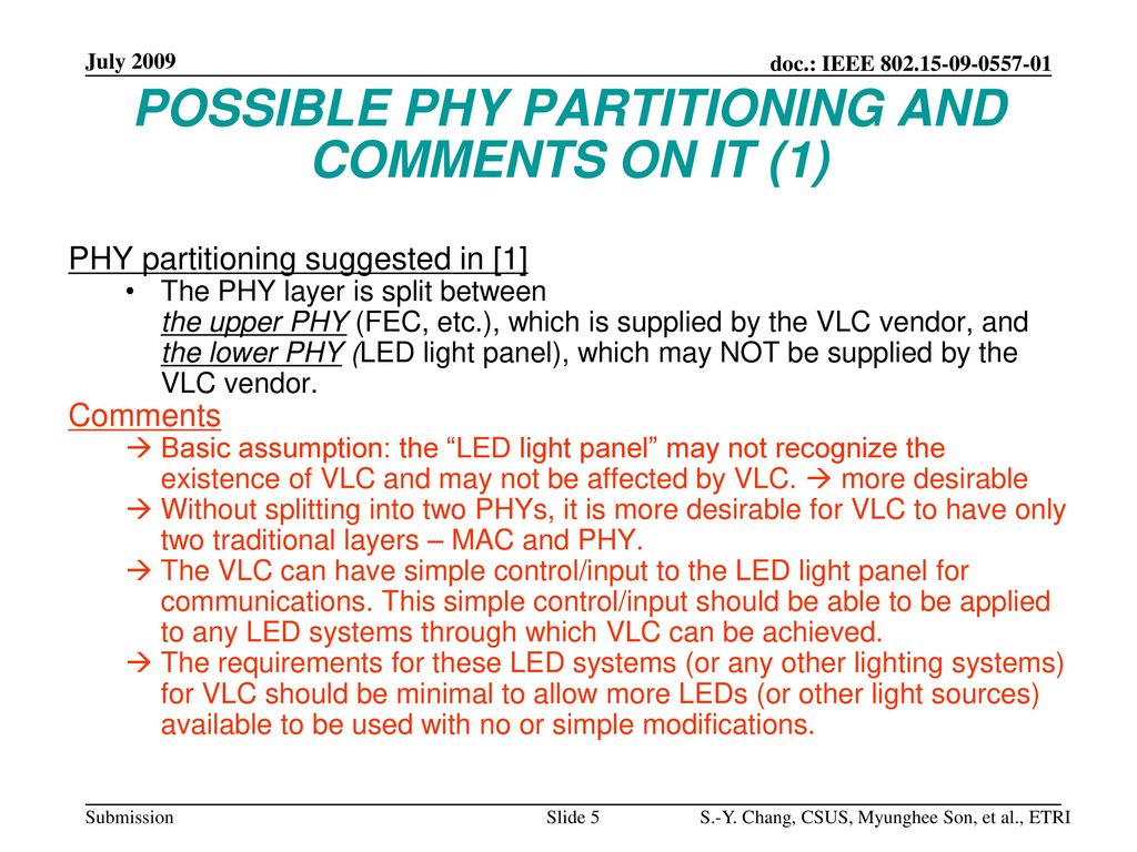 POSSIBLE PHY PARTITIONING AND COMMENTS ON IT (1)