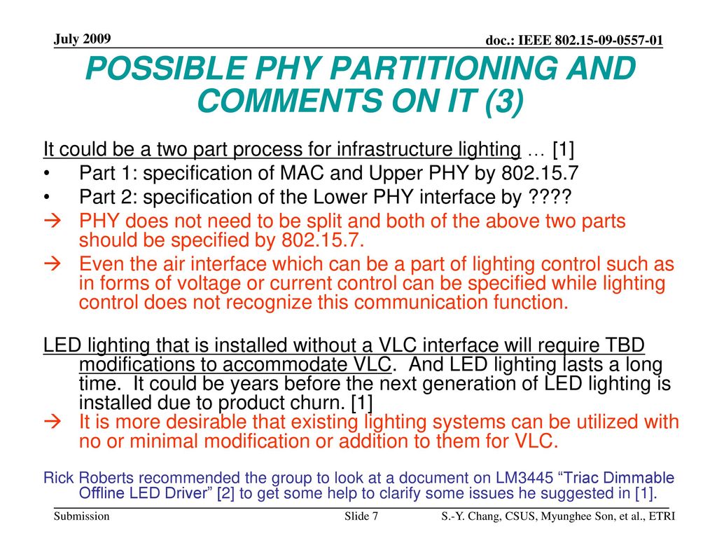 POSSIBLE PHY PARTITIONING AND COMMENTS ON IT (3)