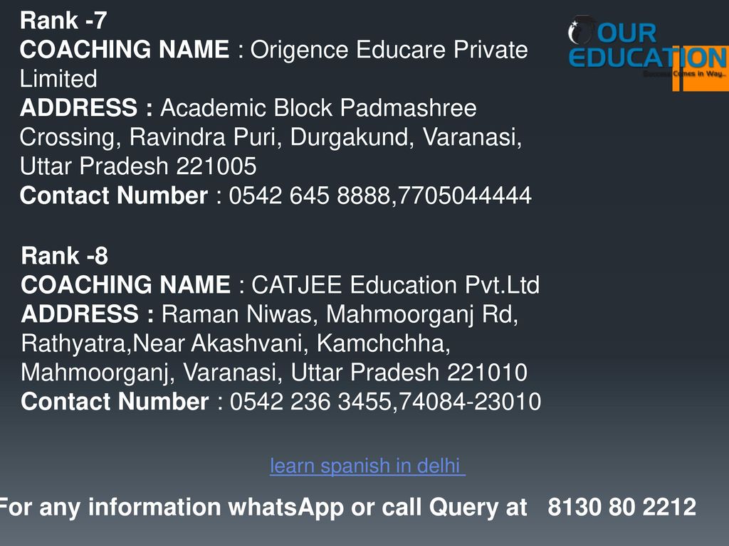 COACHING NAME : Origence Educare Private Limited