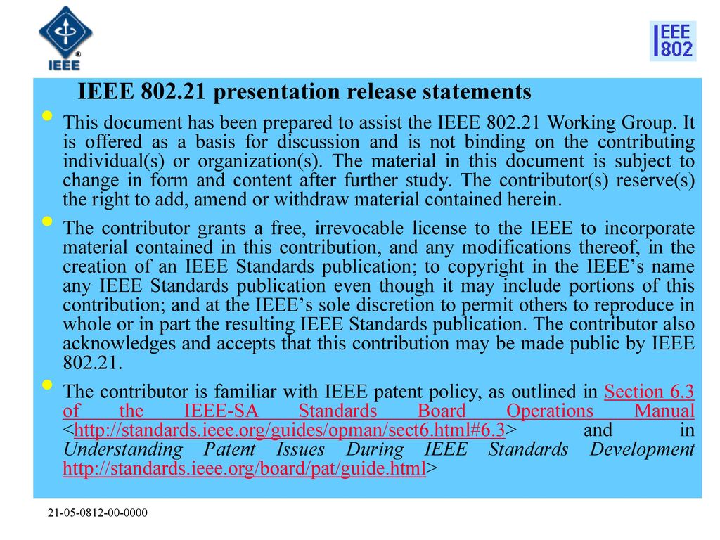 IEEE presentation release statements