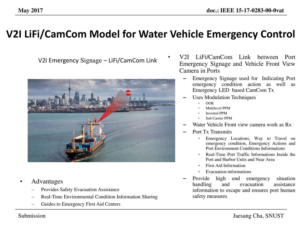 V2I LiFi/CamCom Model for Water Vehicle Emergency Control