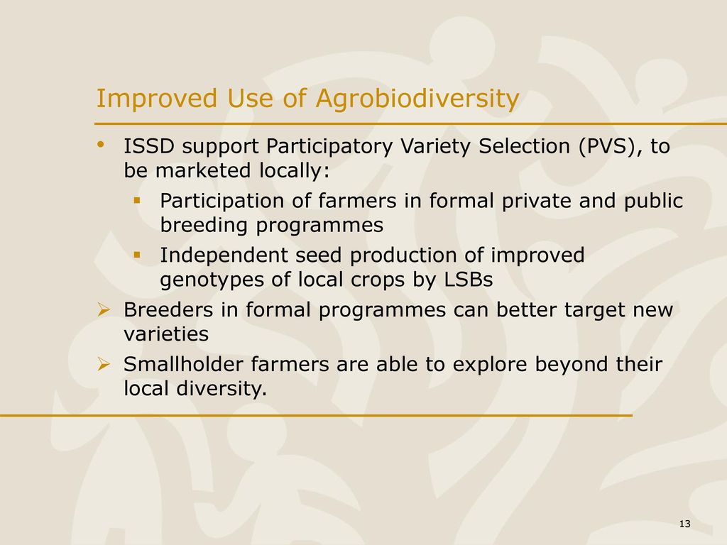 Improved Use of Agrobiodiversity