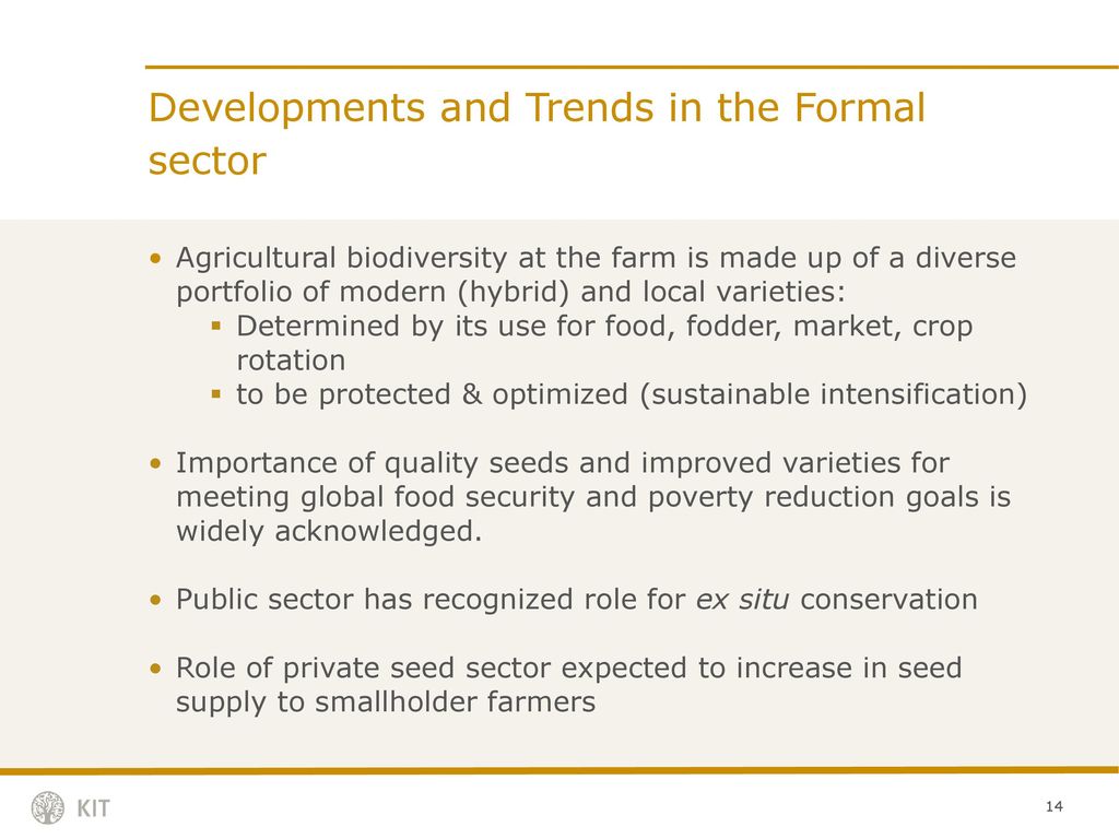 Developments and Trends in the Formal sector