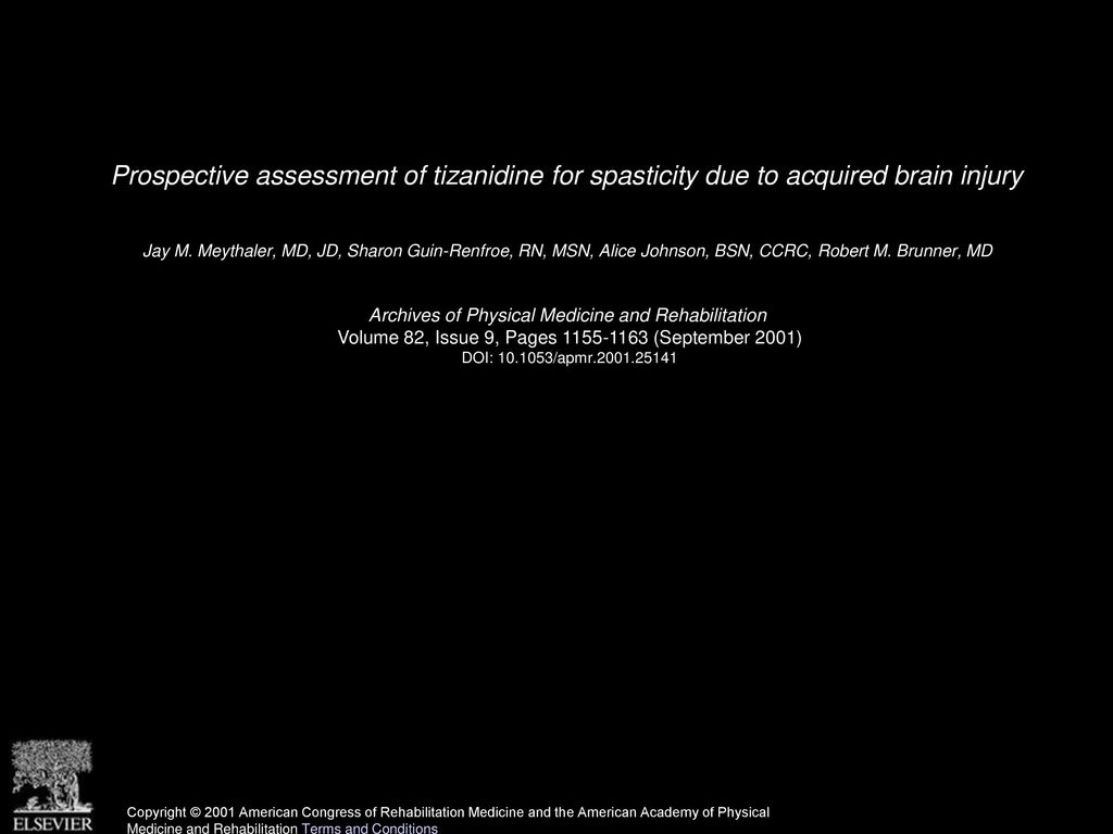 Prospective assessment of tizanidine for spasticity due to acquired brain injury