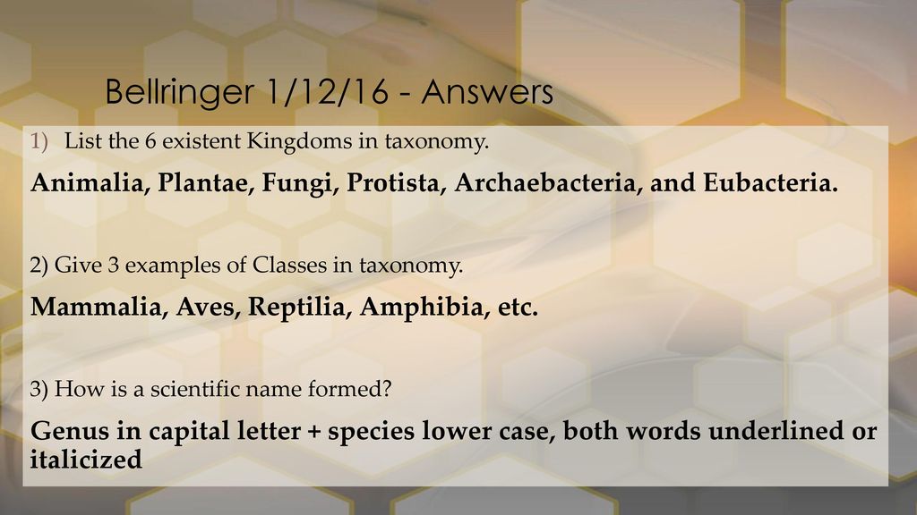 Bellringer 1/12/16 - Answers