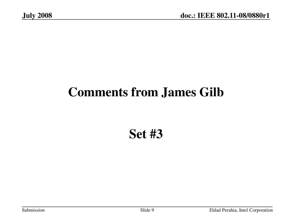 Comments from James Gilb