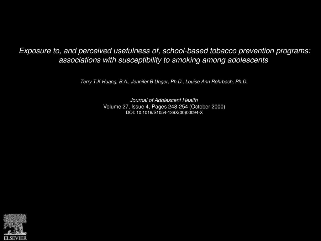 Exposure to, and perceived usefulness of, school-based tobacco prevention programs: associations with susceptibility to smoking among adolescents