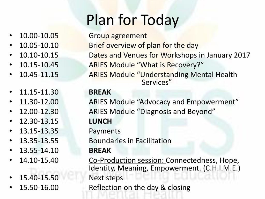 Plan for Today Group agreement