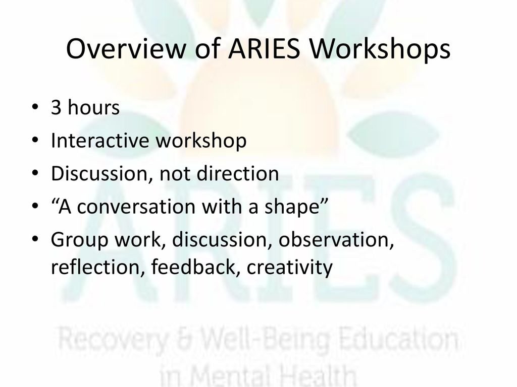 Overview of ARIES Workshops
