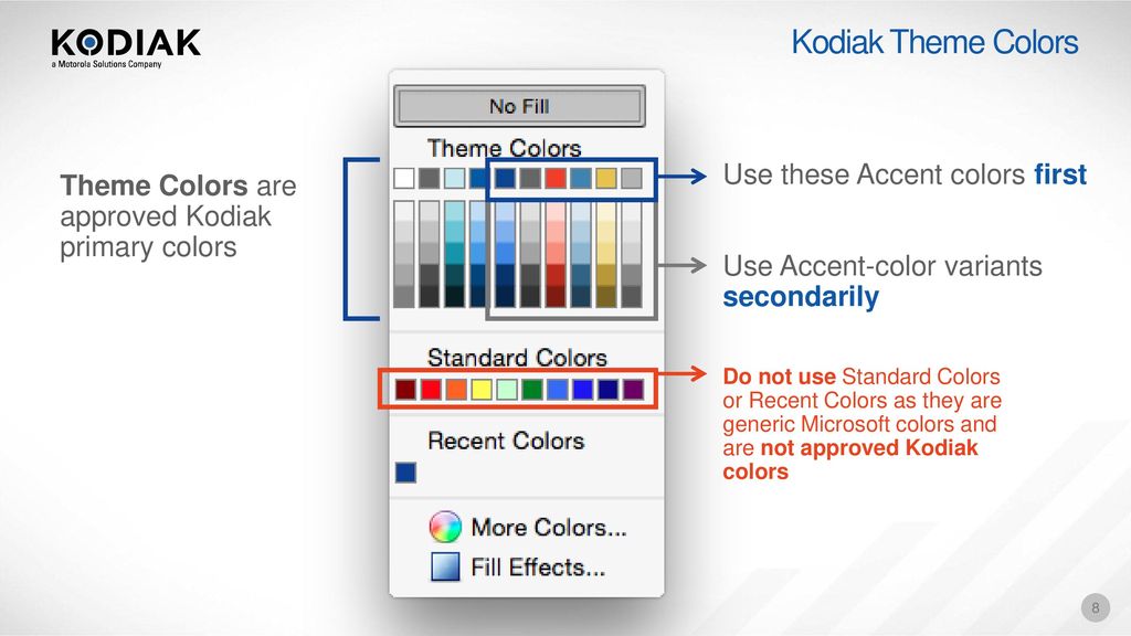 Kodiak Theme Colors Use these Accent colors first