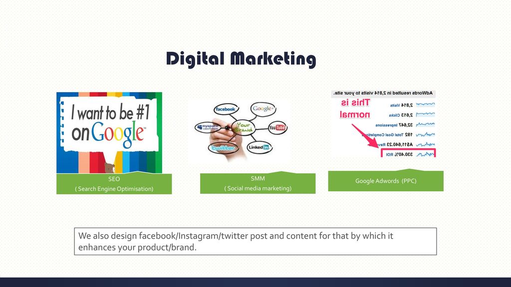 Digital Marketing Google Adwords (PPC) SEO. ( Search Engine Optimisation) SMM. ( Social media marketing)