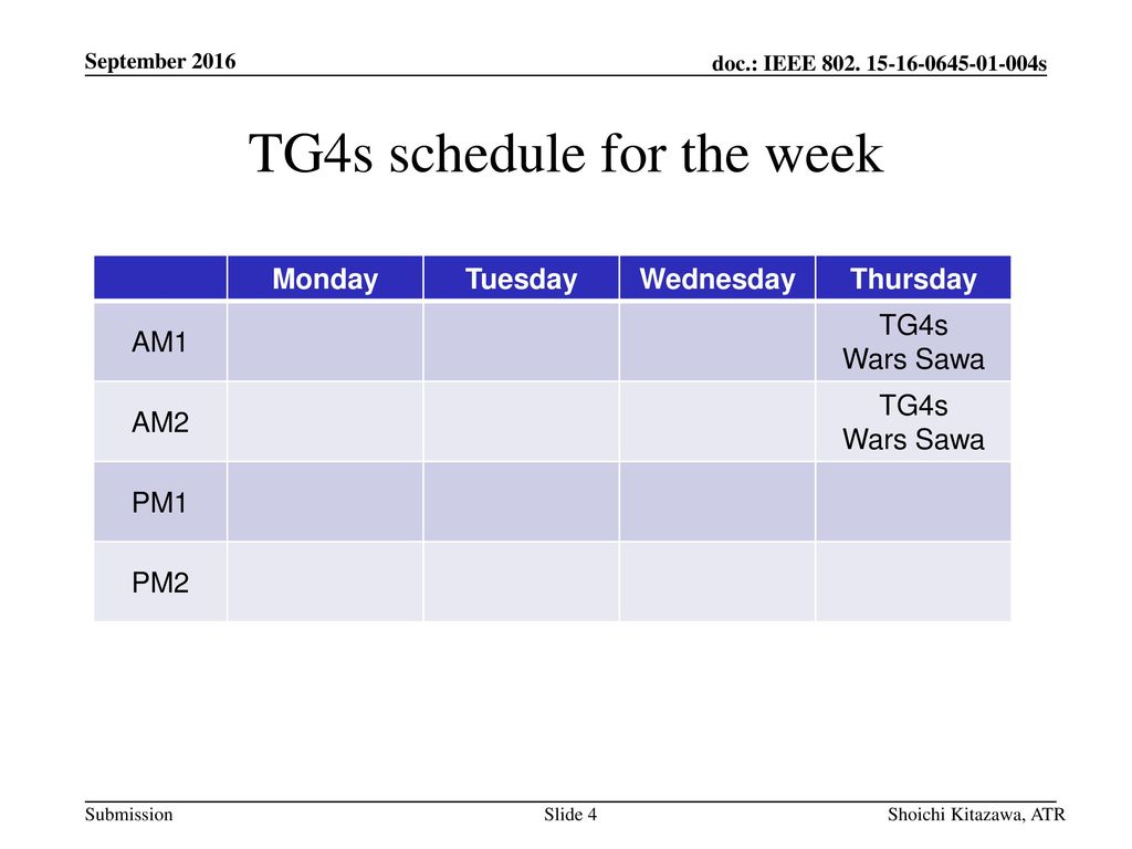 TG4s schedule for the week
