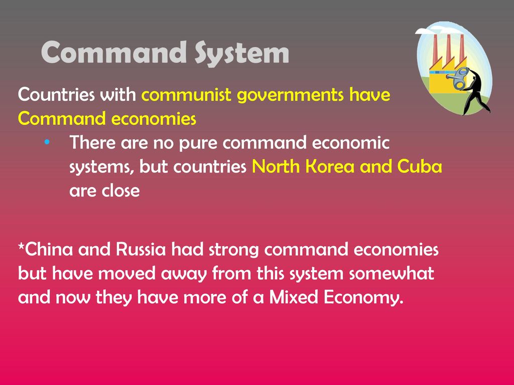 Countries with communist governments have Command economies