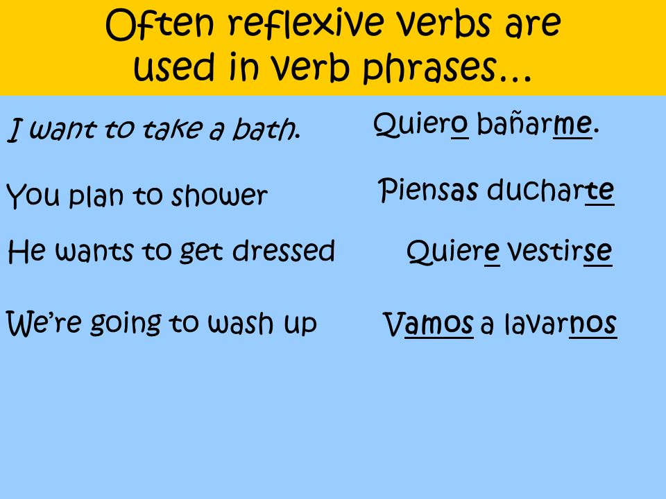 Often reflexive verbs are used in verb phrases…