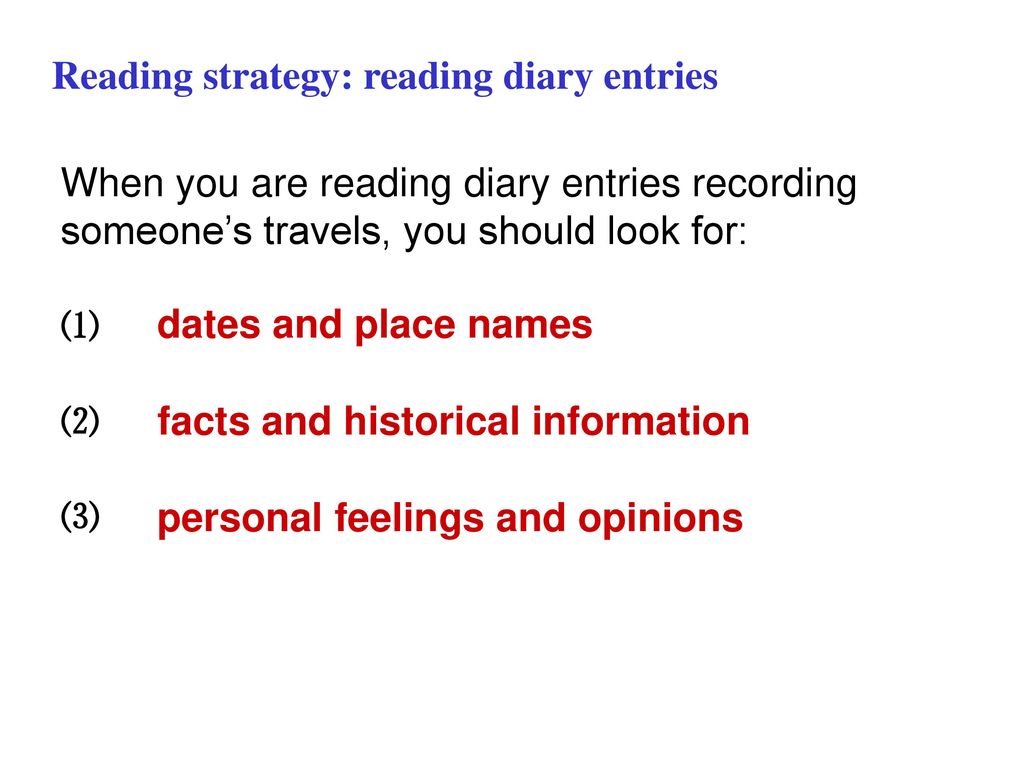 Reading strategy: reading diary entries