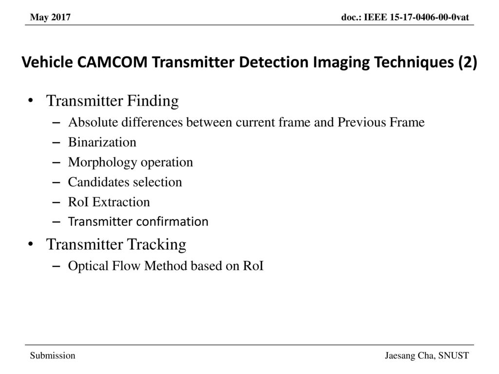 Vehicle CAMCOM Transmitter Detection Imaging Techniques (2)