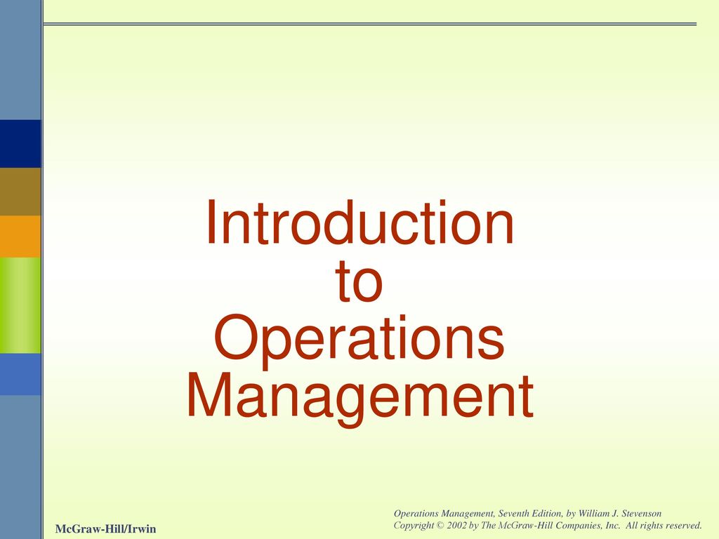 Introduction to Operations Management