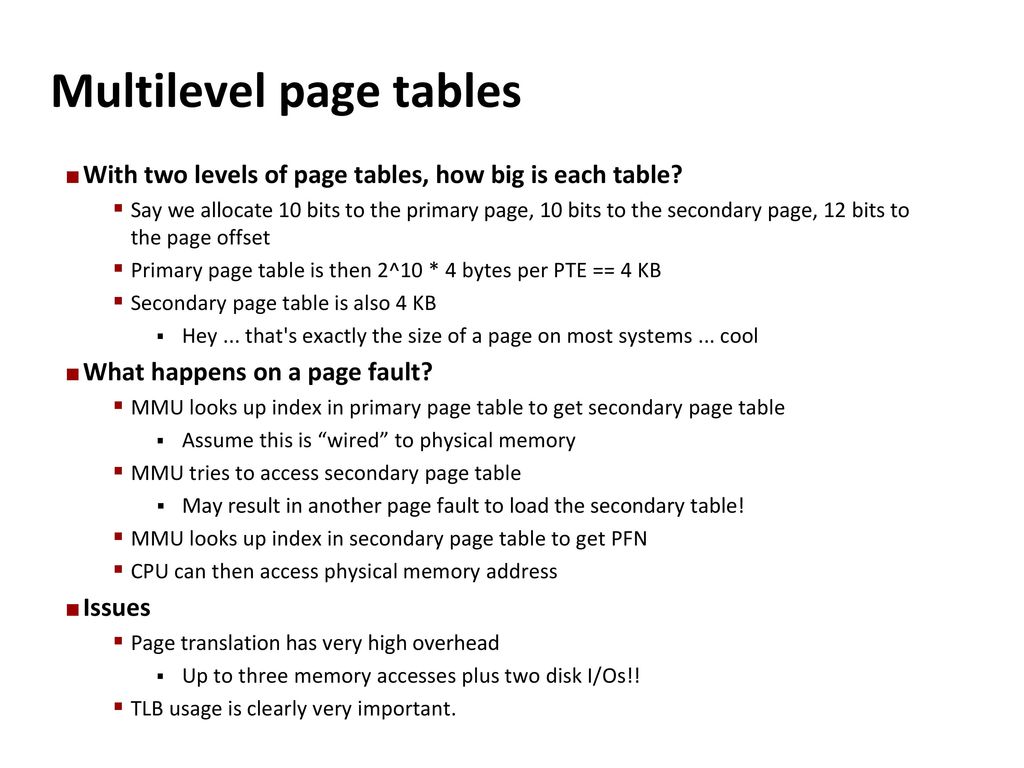 Multilevel page tables