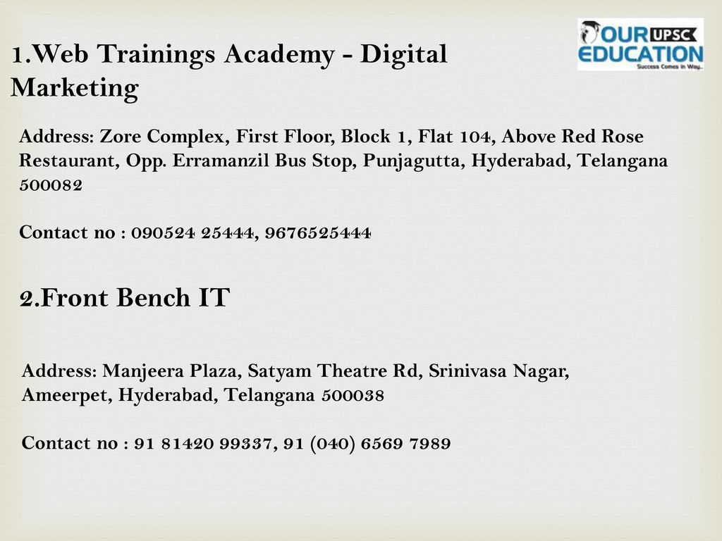 1.Web Trainings Academy - Digital Marketing