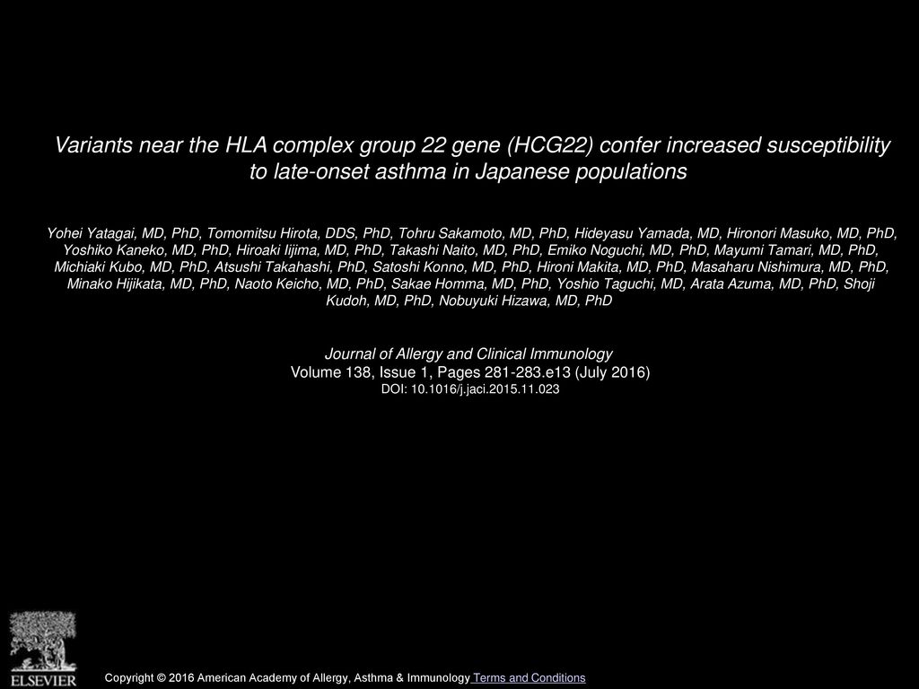 Variants near the HLA complex group 22 gene (HCG22) confer increased susceptibility to late-onset asthma in Japanese populations