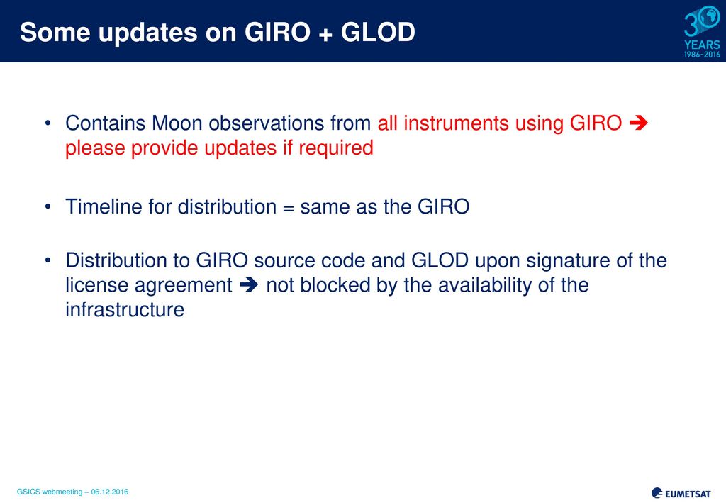 Some updates on GIRO + GLOD