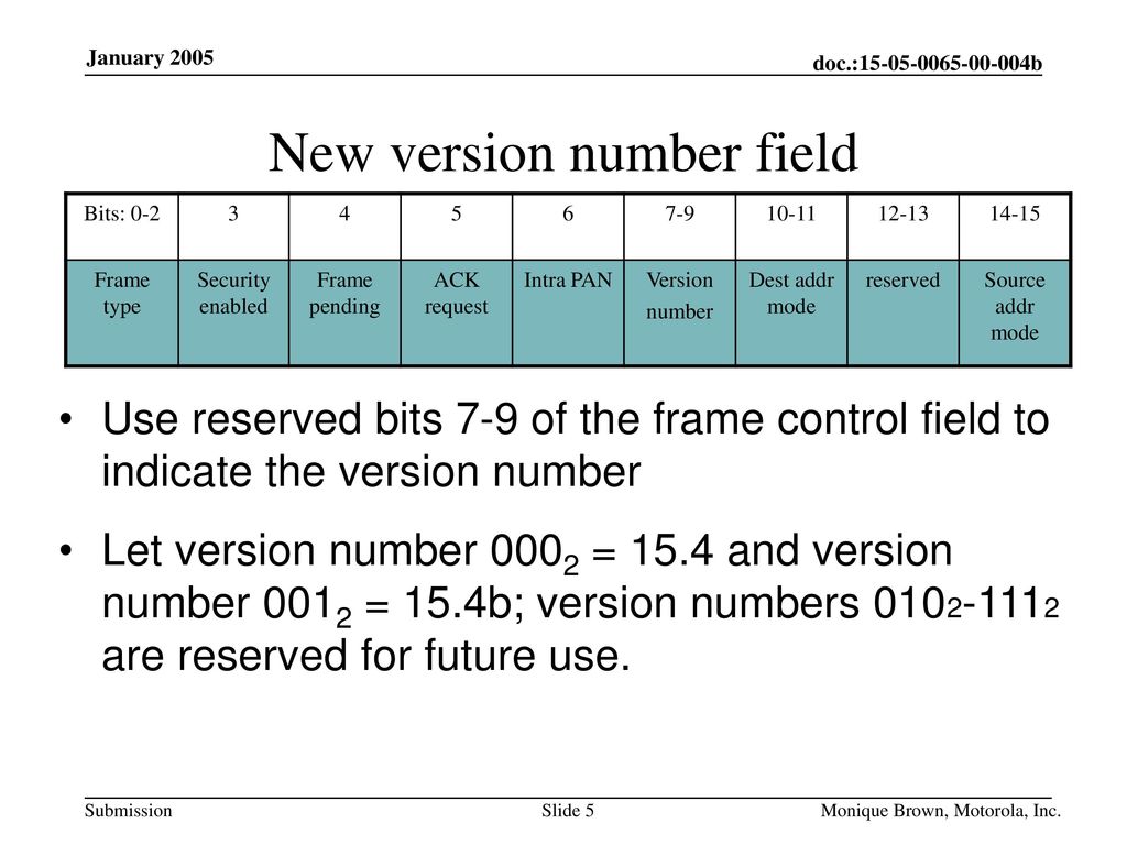 New version number field