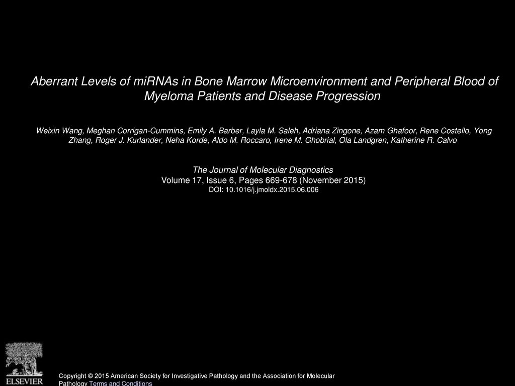 Aberrant Levels of miRNAs in Bone Marrow Microenvironment and Peripheral Blood of Myeloma Patients and Disease Progression