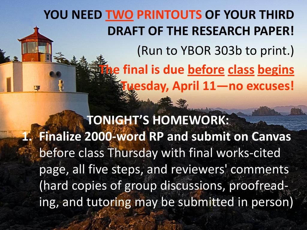 You Need Two Printouts Of Your Third Draft Of The Research Paper Ppt Download