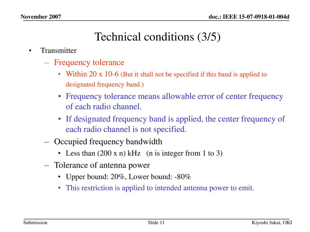Technical conditions (3/5)
