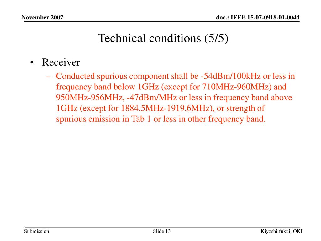 Technical conditions (5/5)